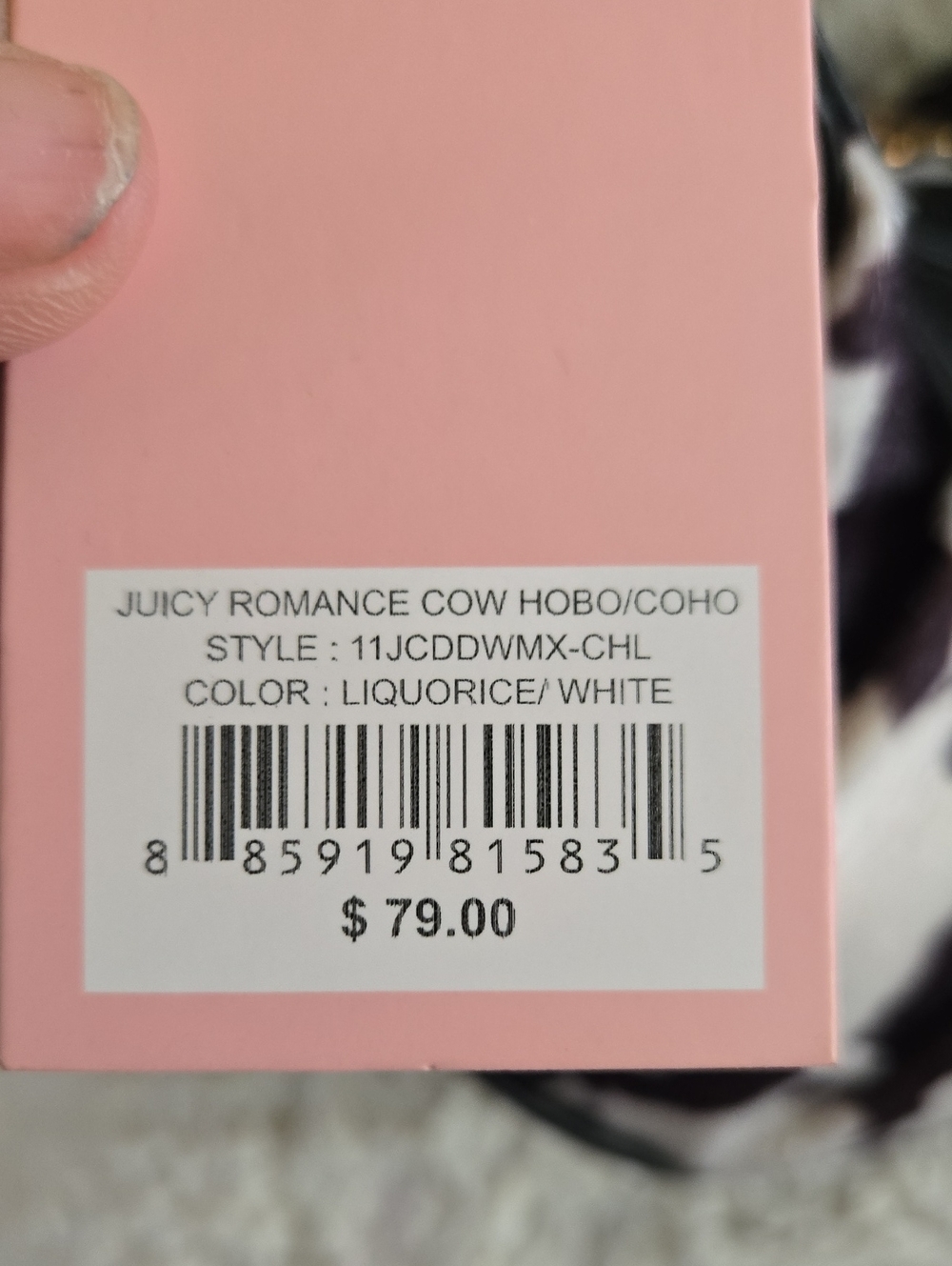 Juicy Couture Romance Cow Print HOBO Bag In Black And White - Picture 3 of 11